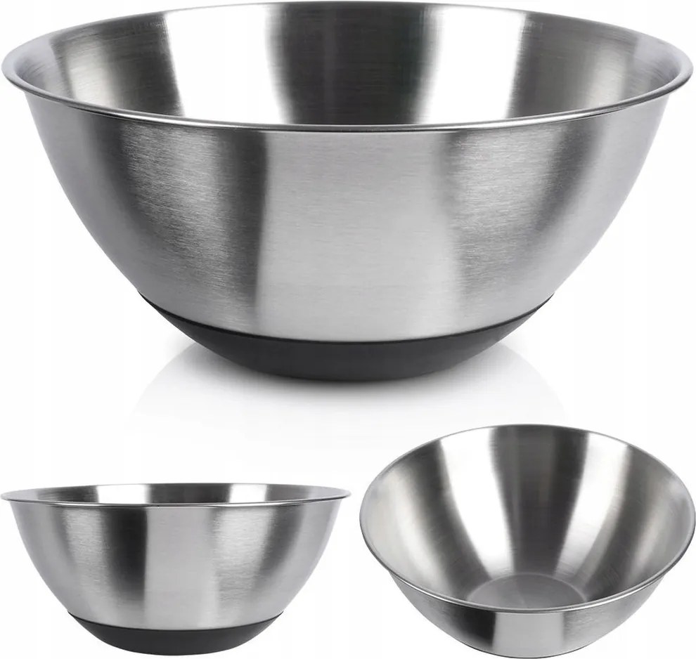 Csúszásmentes acél konyhai tál keveréshez, habveréshez, salátákhoz, 1,9 literes