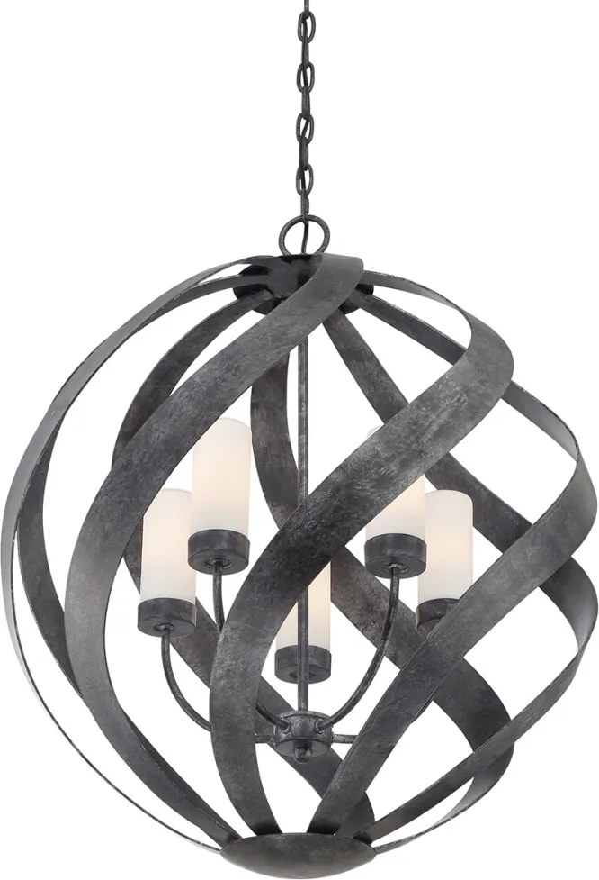 ELSTEAD QNBLACKSMITH5POBK BLACKSMITH Kültéri Függő Lámpa Fekete, Opál IP44