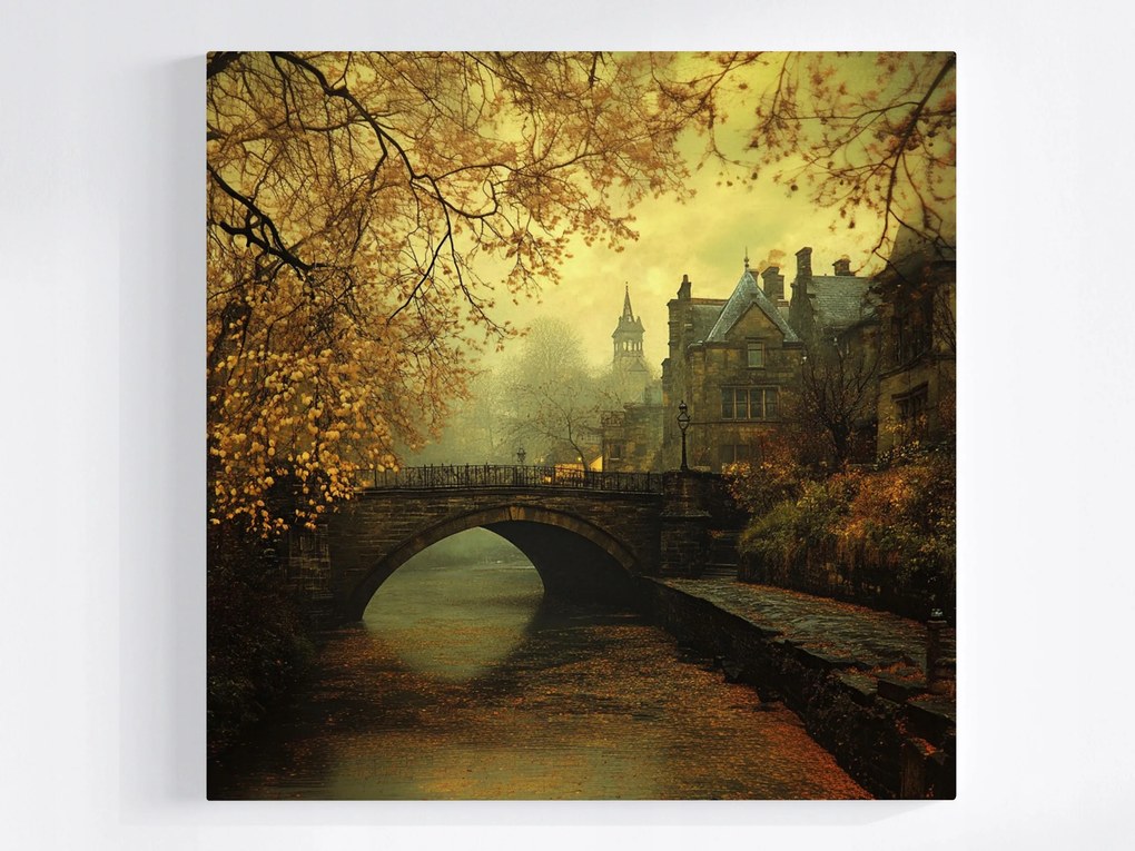 Canvas Vászonkép Tájkép Város Anglia Híd Folyó Ősz 80x80