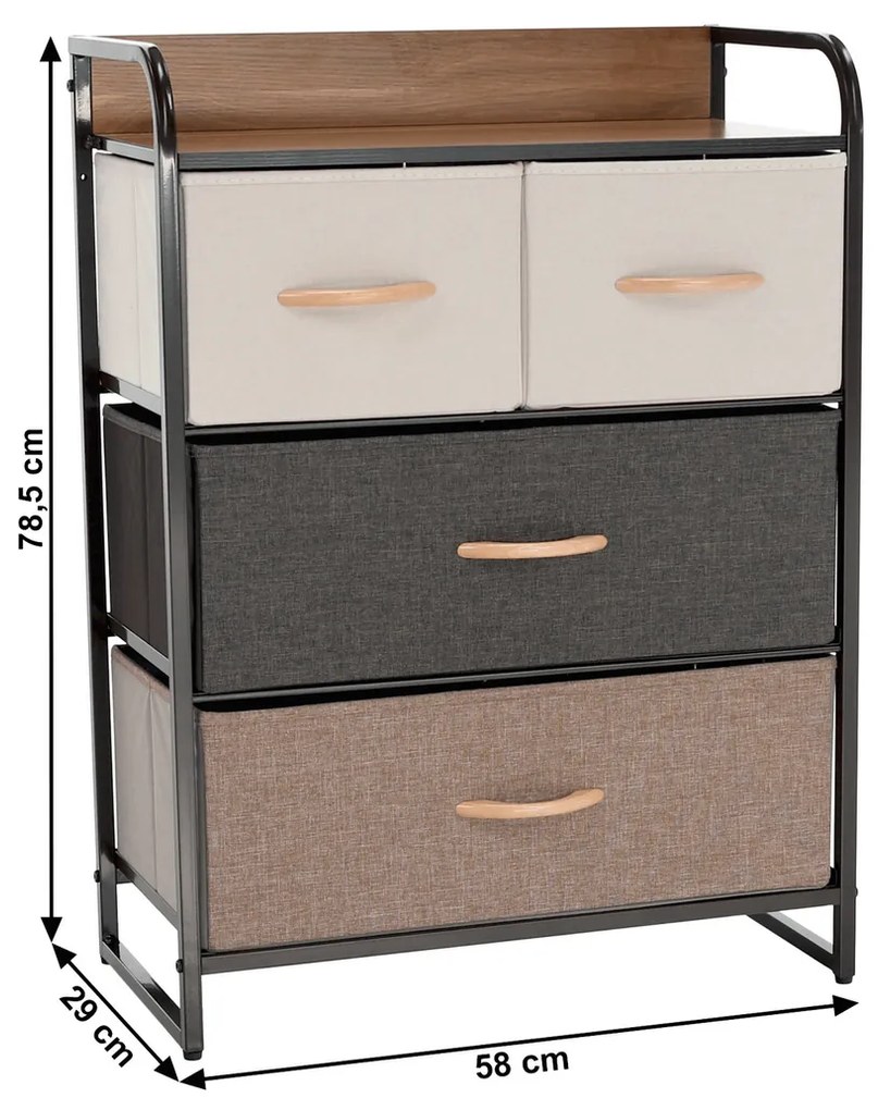 HAZEL TYP 2 szekrény szövet fiókokkal, barna, M