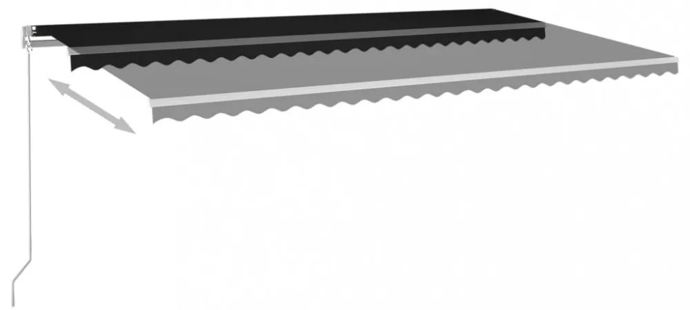 antracitszürke kézzel behúzható LED-es napellenző 600x300 cm