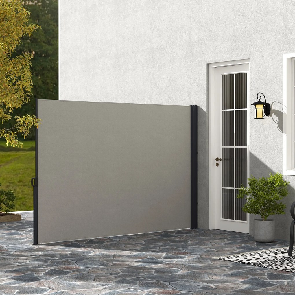 Outsunny Kihúzható Kerti Oldalsó Napernyő Magánéletvédő Képernyő 3m x 1.8m Alumínium Anti-UV Magas Sűrűségű 180 gsm Világosszürke | Aosom