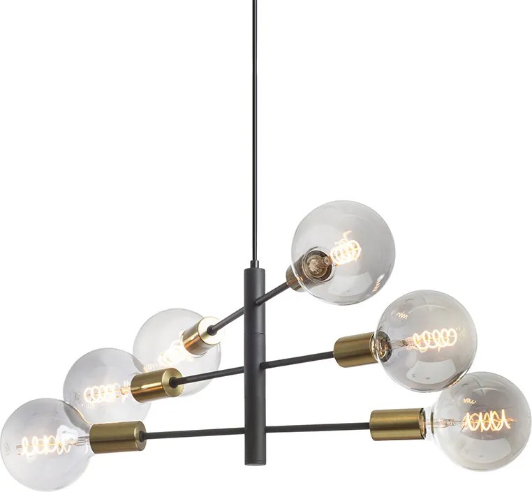 RENDL ARTEMIA 6 závěsná černá česaná mosaz 230V LED E27 6x15W