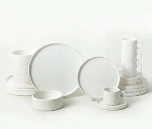 Étkészlet Kerámia matt fehér Asir 20 db-os szett 21x21 cm