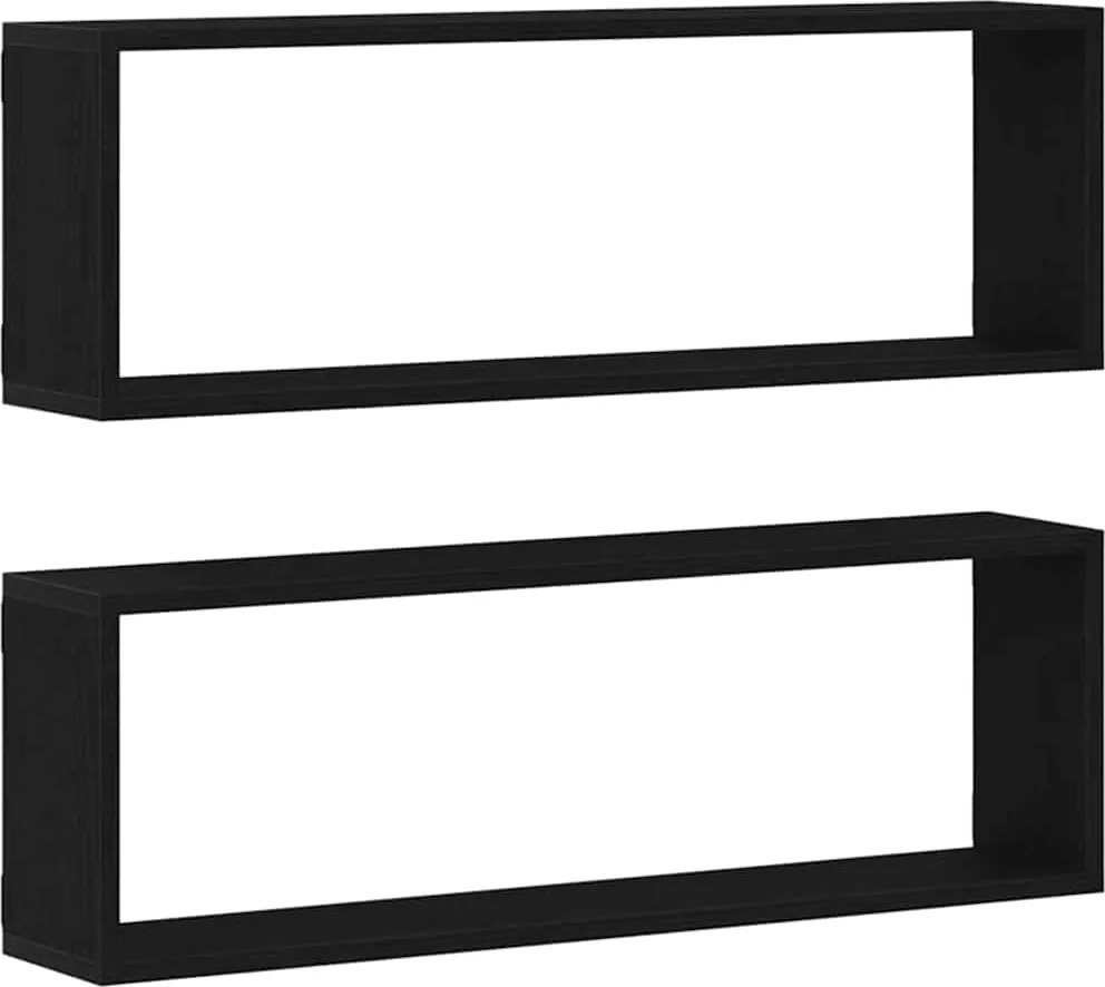 vidaXL Falpolcok polcokkal 2 pcs Fekete tölgy 80 x 15 x 26 cm Faanyag
