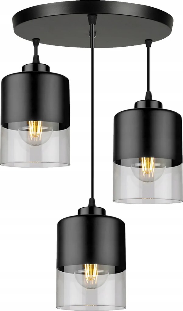 Mennyezeti Függő Lámpa Csillár Plafon Led Üveg Fekete Szoba Nappali