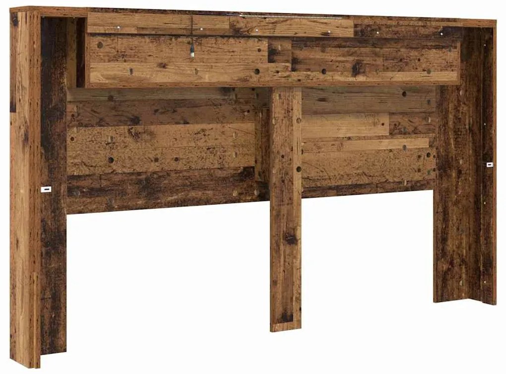 Fejtámla LED -es lámpákkal Öreg fa 180 x 17 x 104,5 cm Faanyag