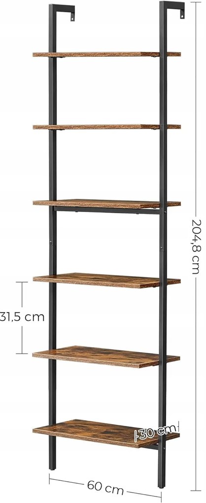 Tárolórendszer TAYLOR 6 polc 204,8x60 cm, rusztikus barna