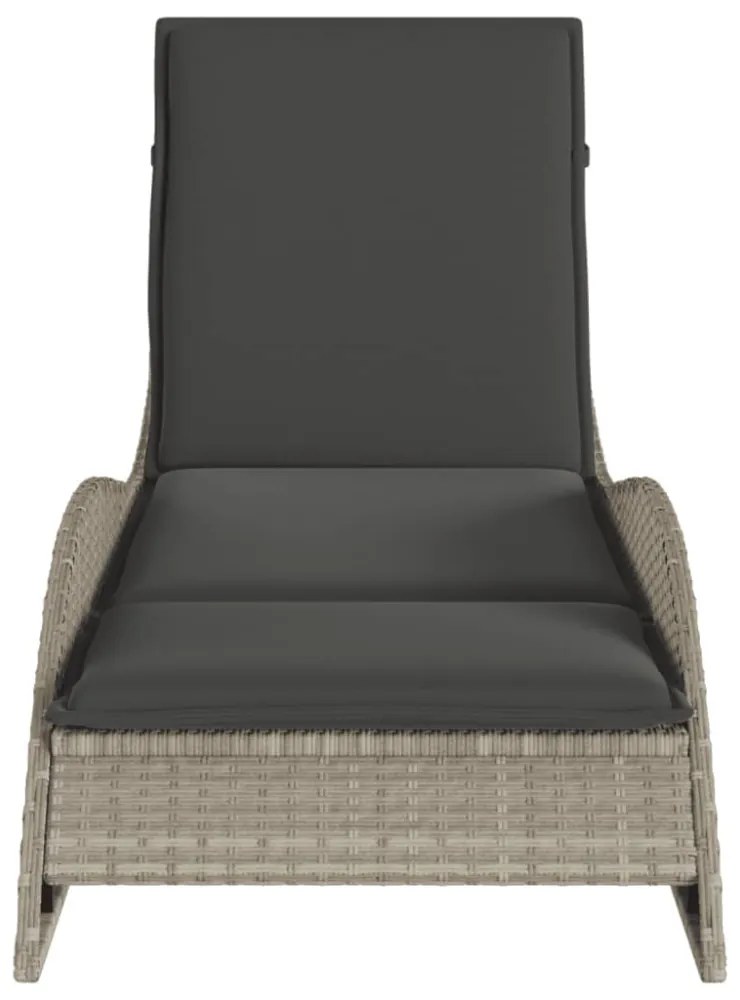 világosszürke polyrattan napozóágy párnával 60x205x73 cm