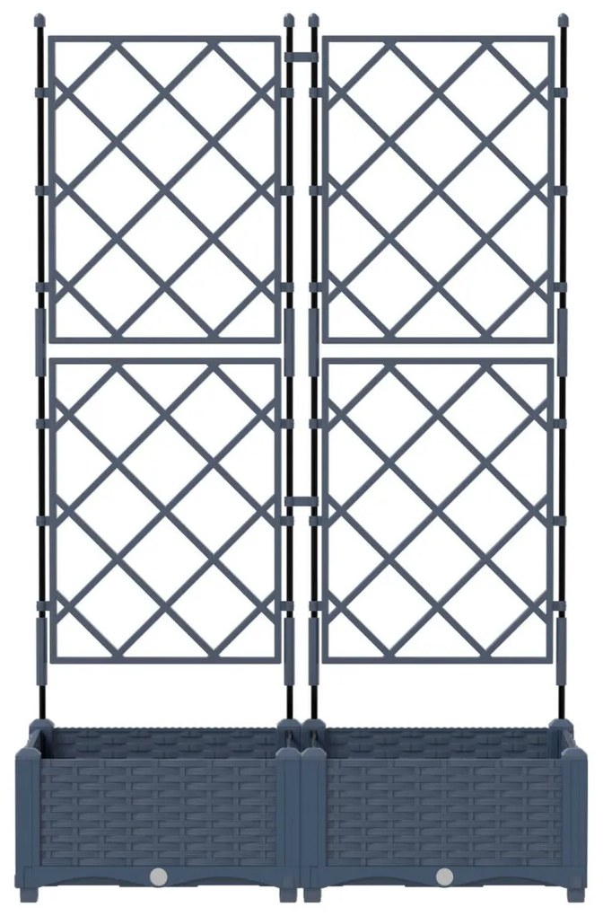 Kertvirágcserép trellissel 2 db Szürke 80x40x125.5 cm
