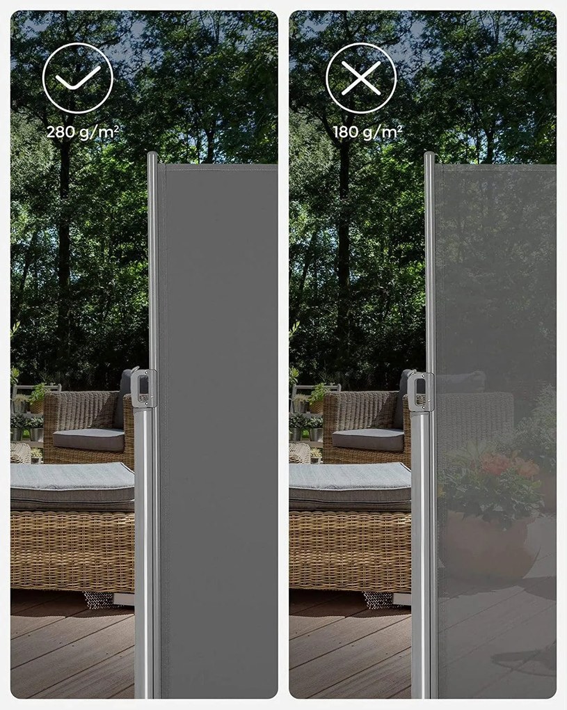 Oldalsó napellenző, napellenző erkélyre, teraszra, 160x400 cm, szürke