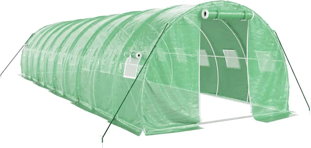 vidaXL zöld acélvázas melegház 30 m² 10 x 3 x 2 m