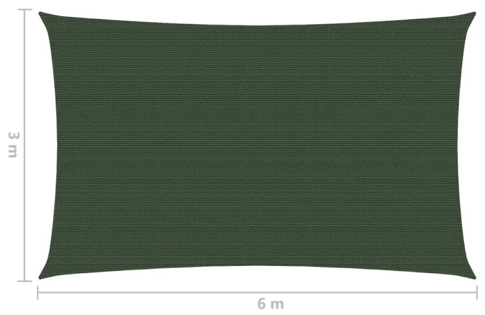 sötétzöld HDPE napvitorla 160 g/m² 3 x 6 m