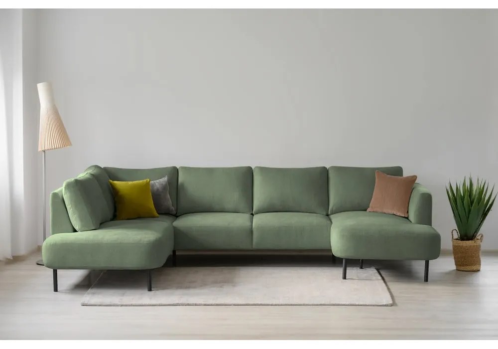 Zöld sarokkanapé (bal oldali-U alakú) Hero – Scandic