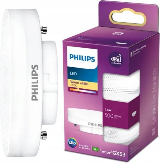 Led Fényszóró Izzó GX53 5,5W 40W 500lm 2700K Meleg fehér Philips