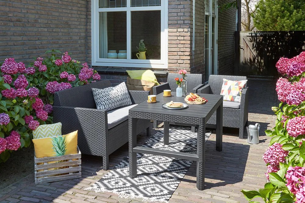 ALLIBERT LYON RATTAN állítható polyrattan kerti asztal, 72 cm - grafit ()