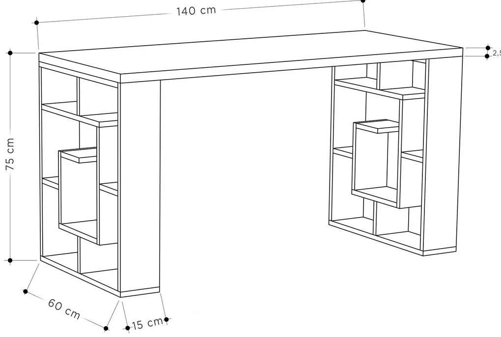 Íróasztal Maze - White, Dark Oak