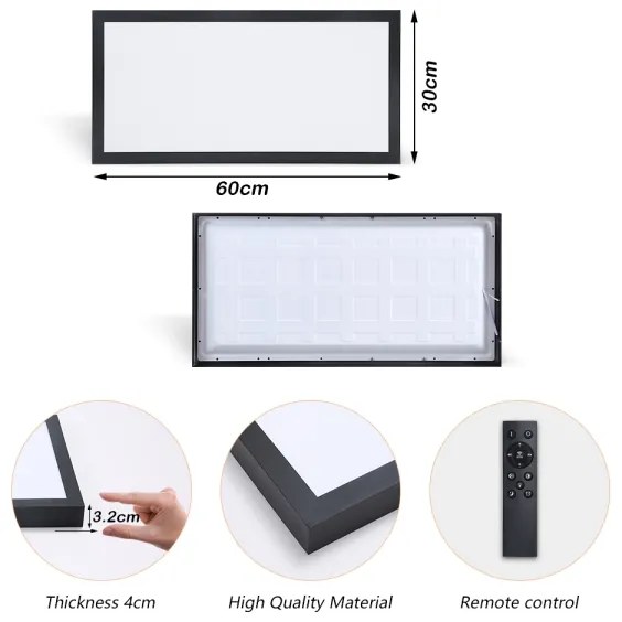 Brilagi - LED Dimmelhető lámpatest FRAME SMART LED/30W/230V fekete IP44 + távirányító