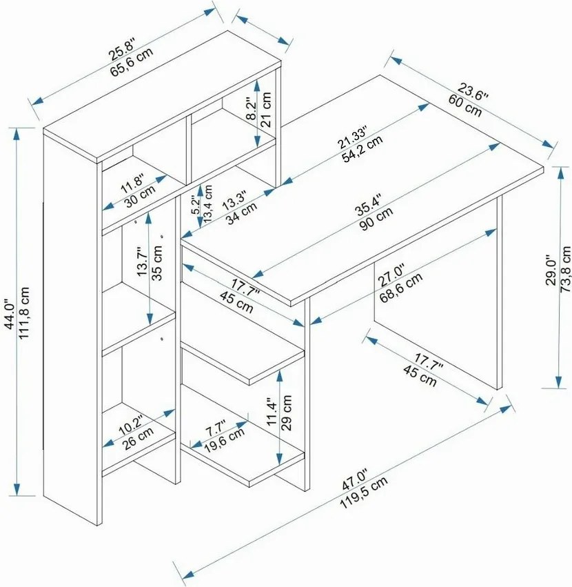 Bugra Anthracite and Oak íróasztal