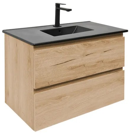 SAT B-Way Fürdőszobaszekrény mosdóval, 2 fiókos 79x50x45 cm matt tölgy BWAY280OAKU4B2B