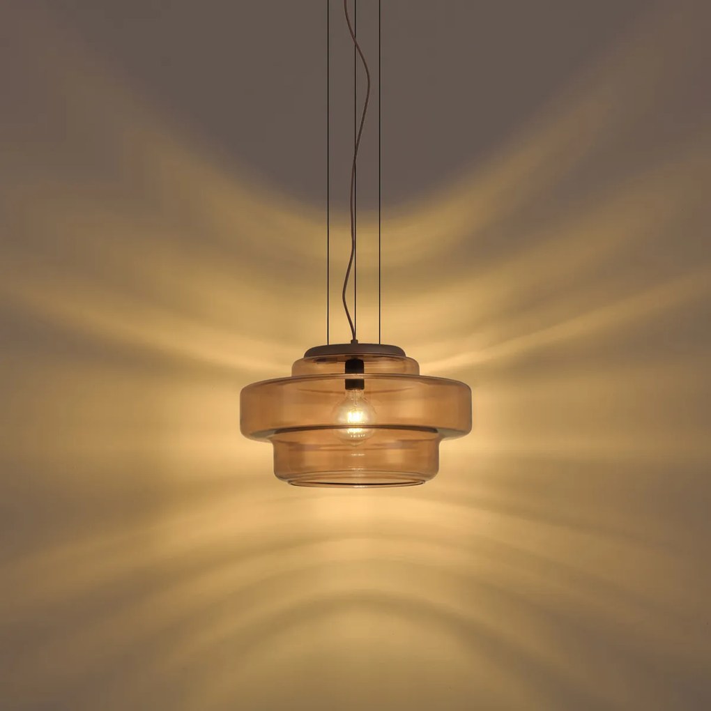 Retro függőlámpa sötét bronz borostyánszínű üveggel - Barb