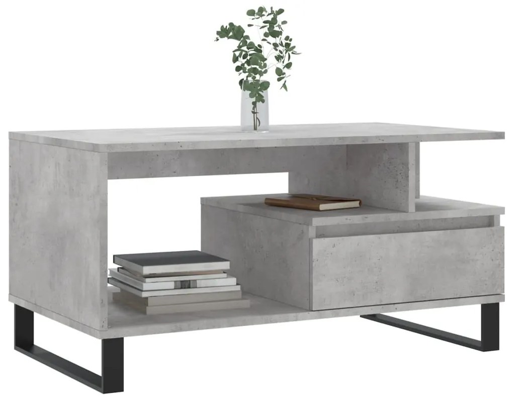 Betonszürke szerelt fa dohányzóasztal 90x49x45 cm