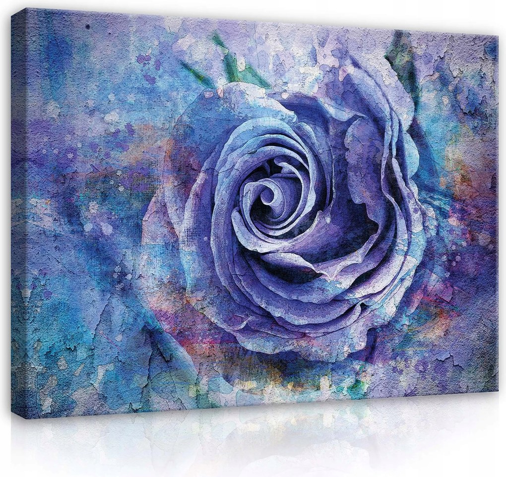 Vászonkép 80x60 Kék rózsa lila rózsa virág szirmok textúra absztrakt
