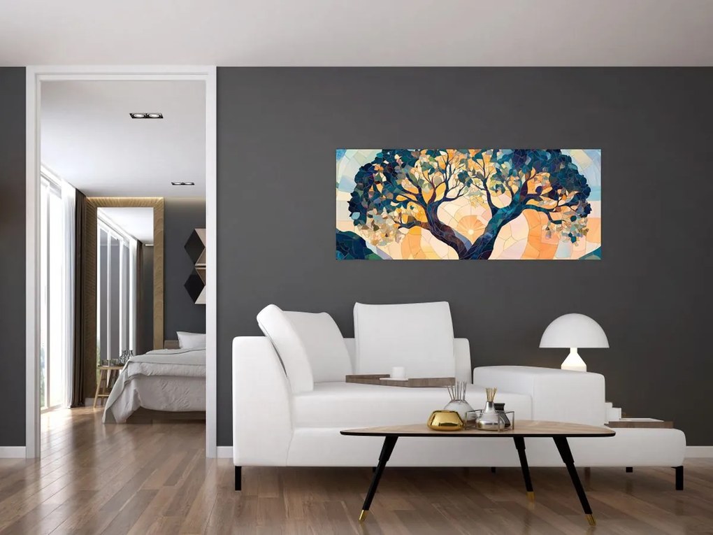 Kép – Mozaik – nap és fa II. (120x50 cm)