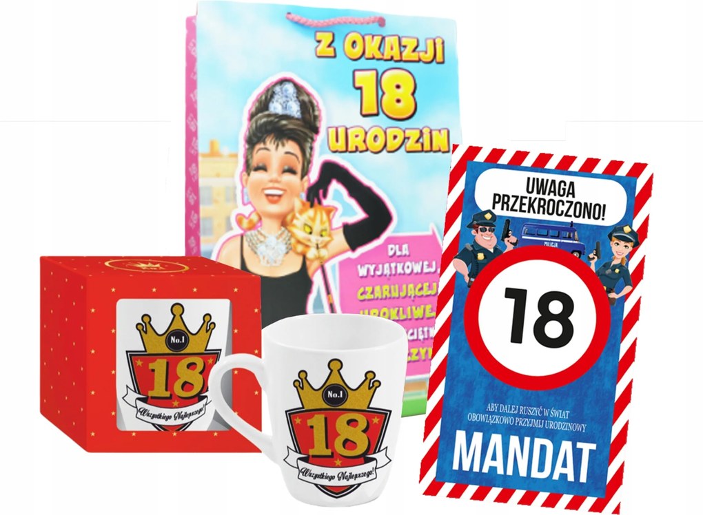 Ajándék 18. születésnapra Lánynak Bögre Készlet Kívánságokkal