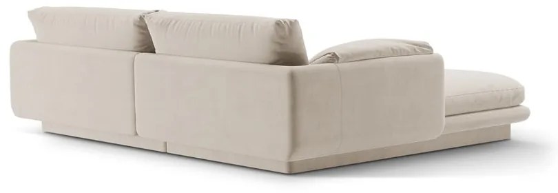 Fehér bársony sarokkanapé (jobb oldali-heverő résszel) Torino – Micadoni