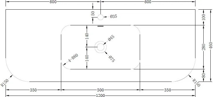 AREZZO design SIERRA 120 cm-es beépíthető solid surface mosdó, fehér