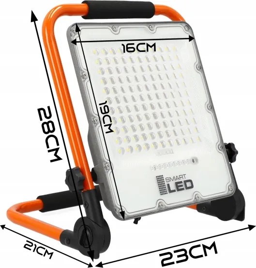 LED újratölthető reflektor állvánnyal LED/30W/3,2V 4500K 5000 mAh IP65 narancssárga