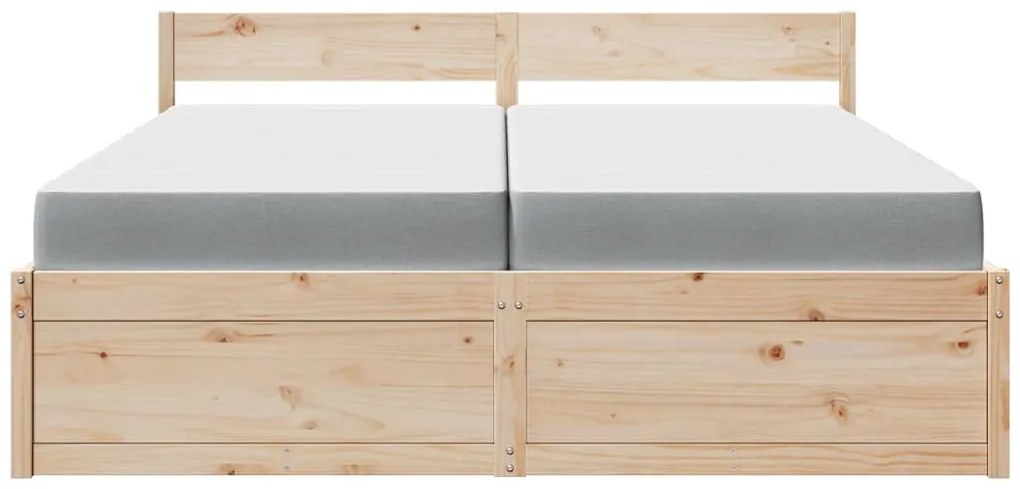 tömör fenyőfa ágy fiókkal és matraccal 200 x 200 cm