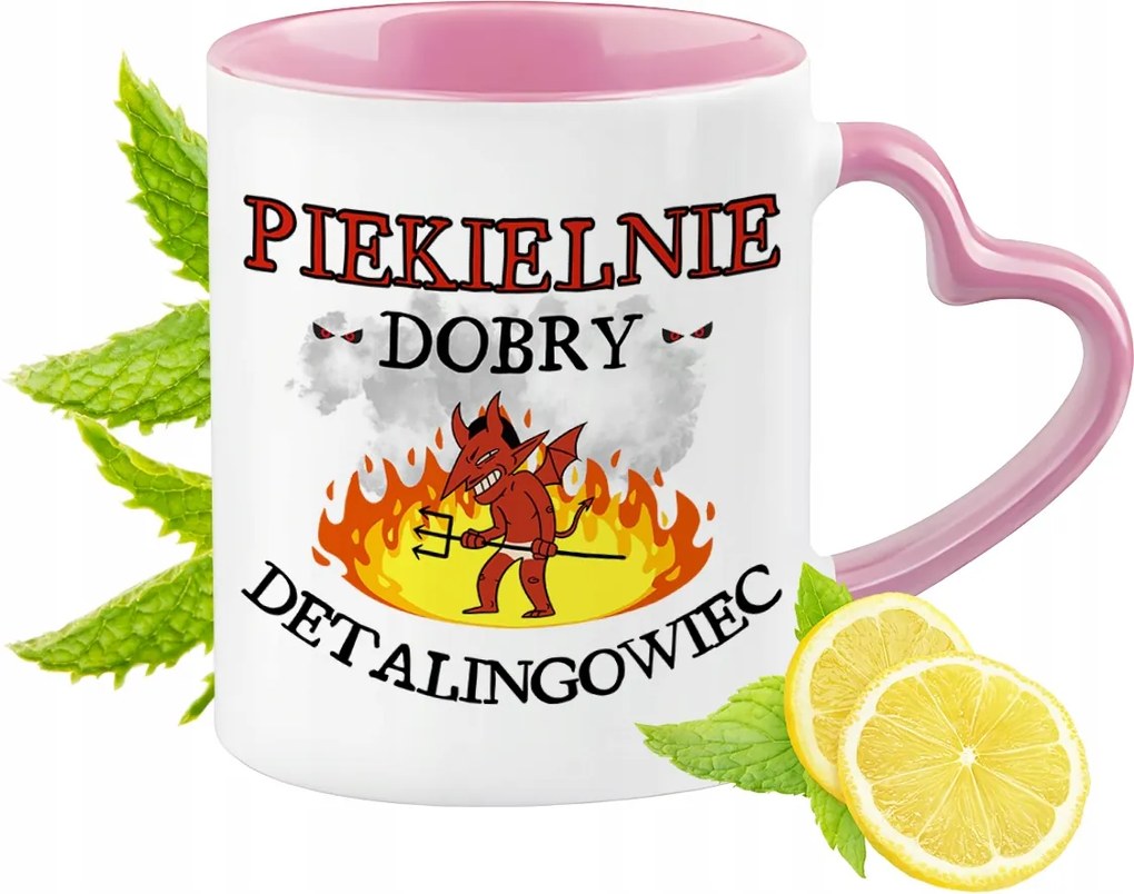 Kiskereskedői bögre Rózsaszín, szív alakú füllel Kávé ajándék