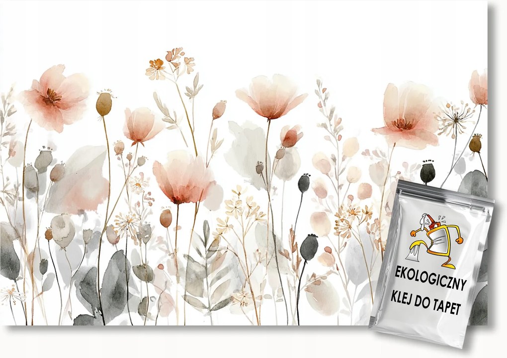 Fotótapéta Flizelina Akvarell Kert Rét Tavasz Pipacs Virágok 150x105 ragasztó