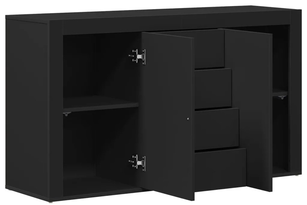 Büfé oldal szekrény Fekete Összeszerelt fa 120 x 36 x 69 cm