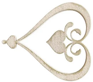 Lézervágott fa dekoráció áttört szív rózsa-antik arany koptatott 10x10cm