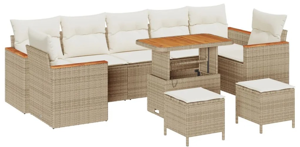 Kerti Kanapé Szett 10 pcs Bézs 90 x 55 x 71 cm Poli rattan