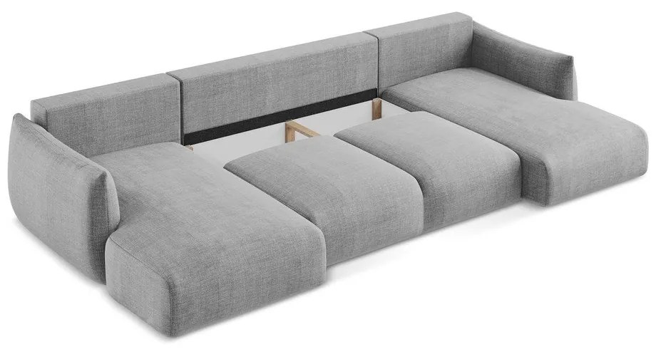 Világosszürke kinyitható sarokkanapé (U alakú) Leila – Makamii