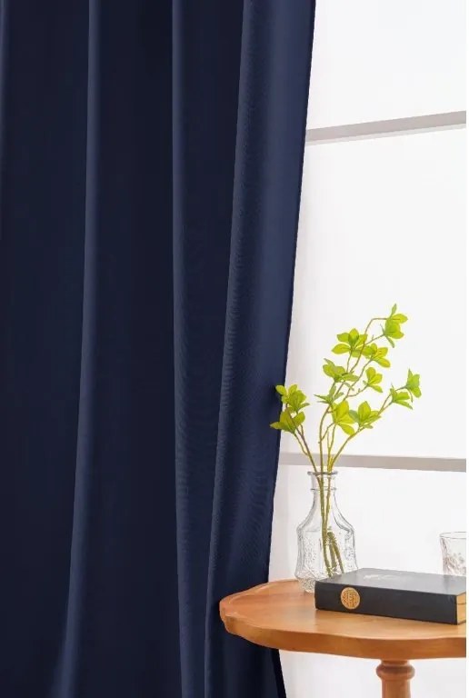 Sötétkék OXFORD függöny 140x250 cm Felfüggesztés: Hullámos sínszalag