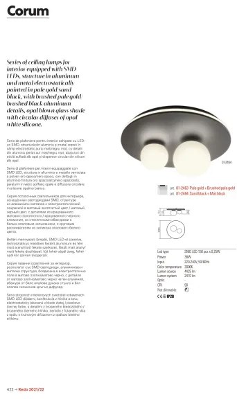 Redo 01-2466 - CORUM LED mennyezeti lámpatest 48W/230V 3000K CRI 90 fekete