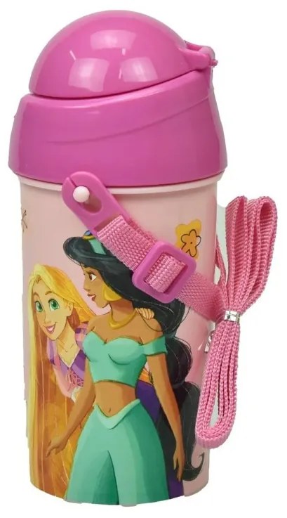 Disney Hercegnők Spring műanyag szívószálas kulacs akasztóval 500 ml