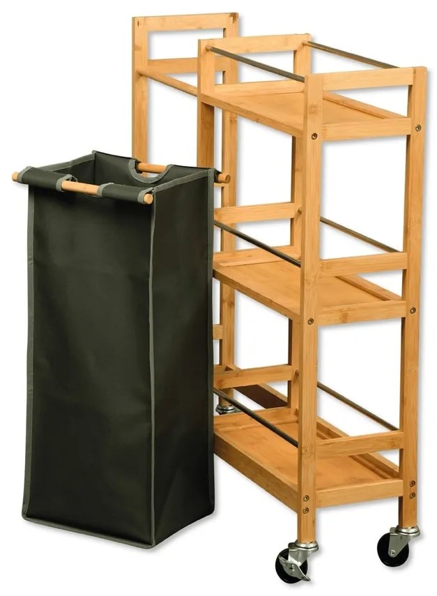 Kesper 24857 Kerekes polc palackos kosárral,bambusz, 78 x 20 x 68 cm