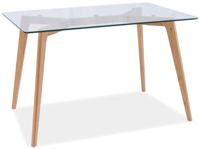 Étkezőasztal, átlátszó/tölgy, OSLO 120x80