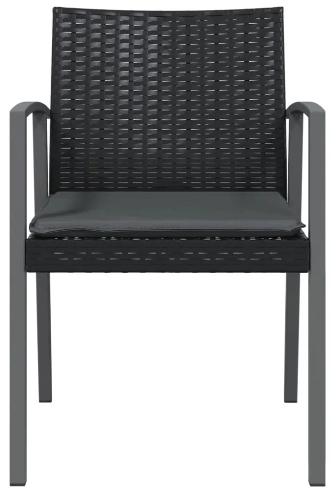 6 db fekete polyrattan kerti szék párnával 56,5x57x83 cm