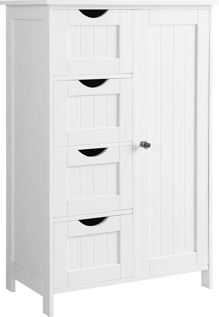 Fürdőszoba szekrény padló, szekrény 4 fiókkal fehér