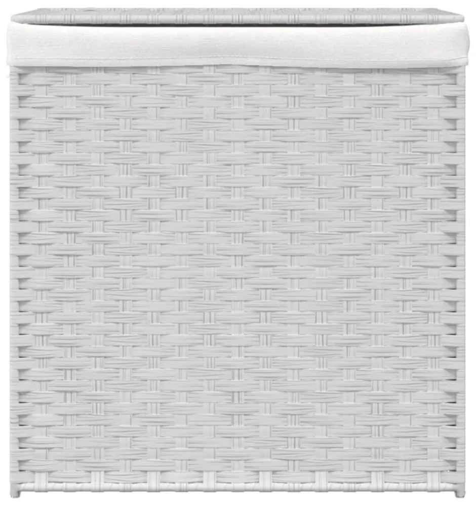 fehér polyrattan szennyeskosár 2 rekesszel 53x33x57 cm