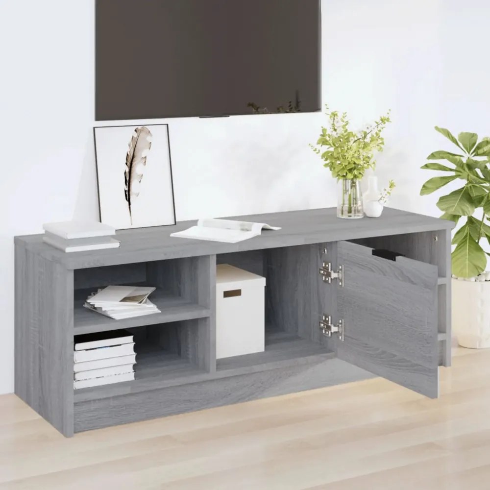 szürke sonoma színű szerelt fa TV-szekrény 102 x 35,5 x 36,5 cm