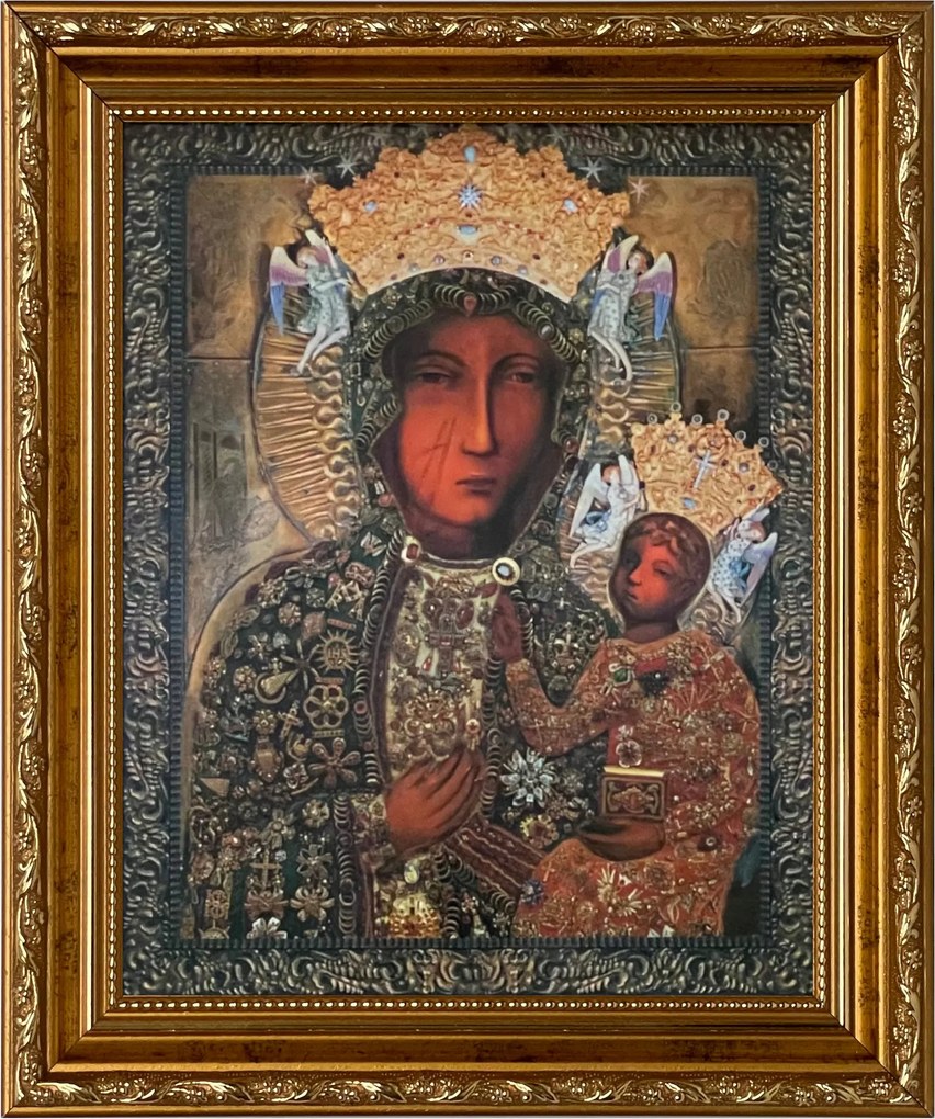 Vászonkép 31x26 Szűz Mária Arany Díszített Keret