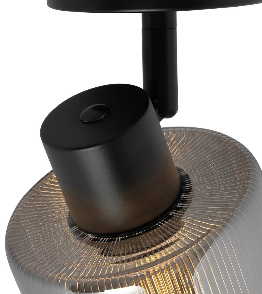 Art Deco mennyezeti spotlámpa fekete füstüveggel állítható - Laura